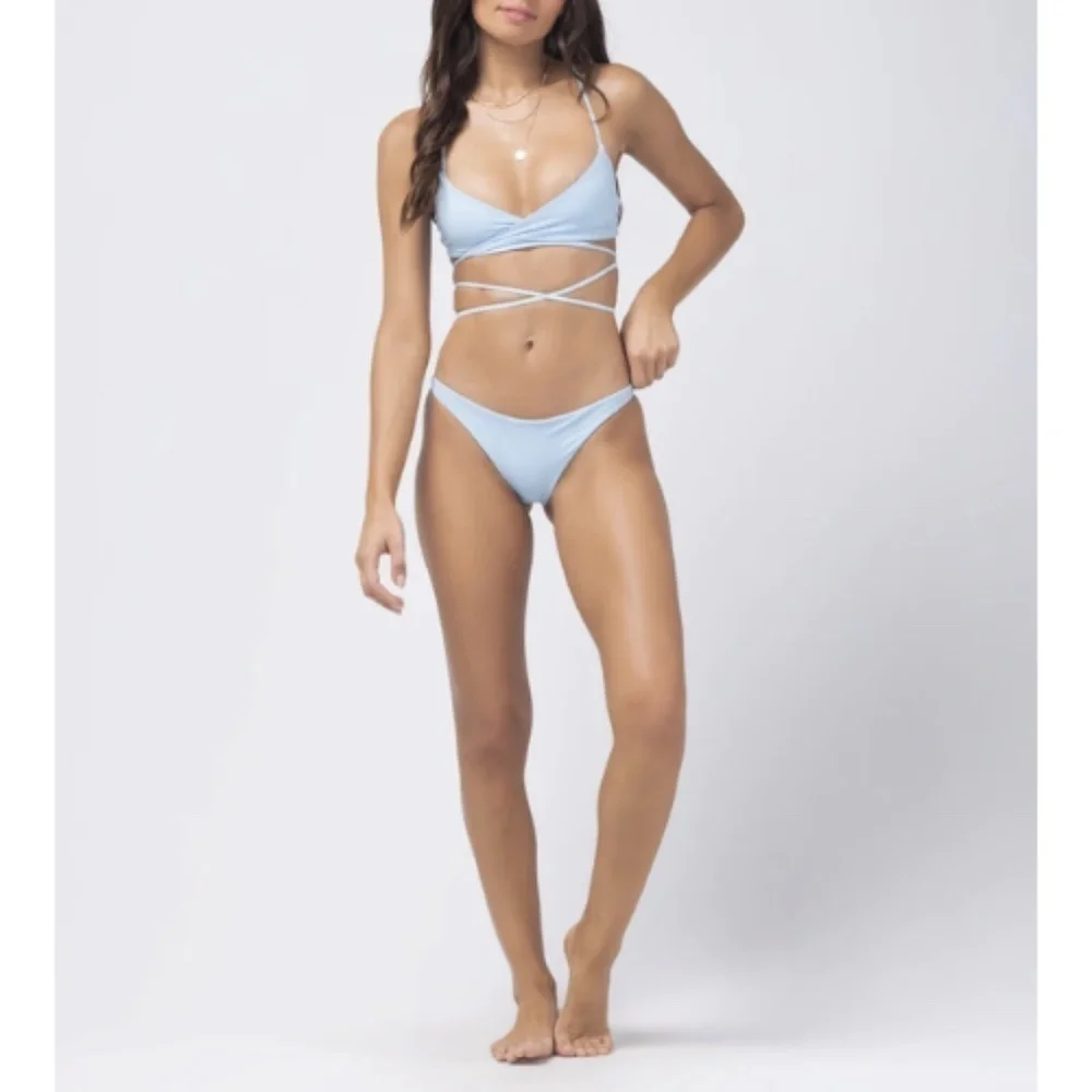 NWT L*Space Kristin Top & Cabana Bitsy Bottoms 2 Pc. Bikini Set in Sky B…